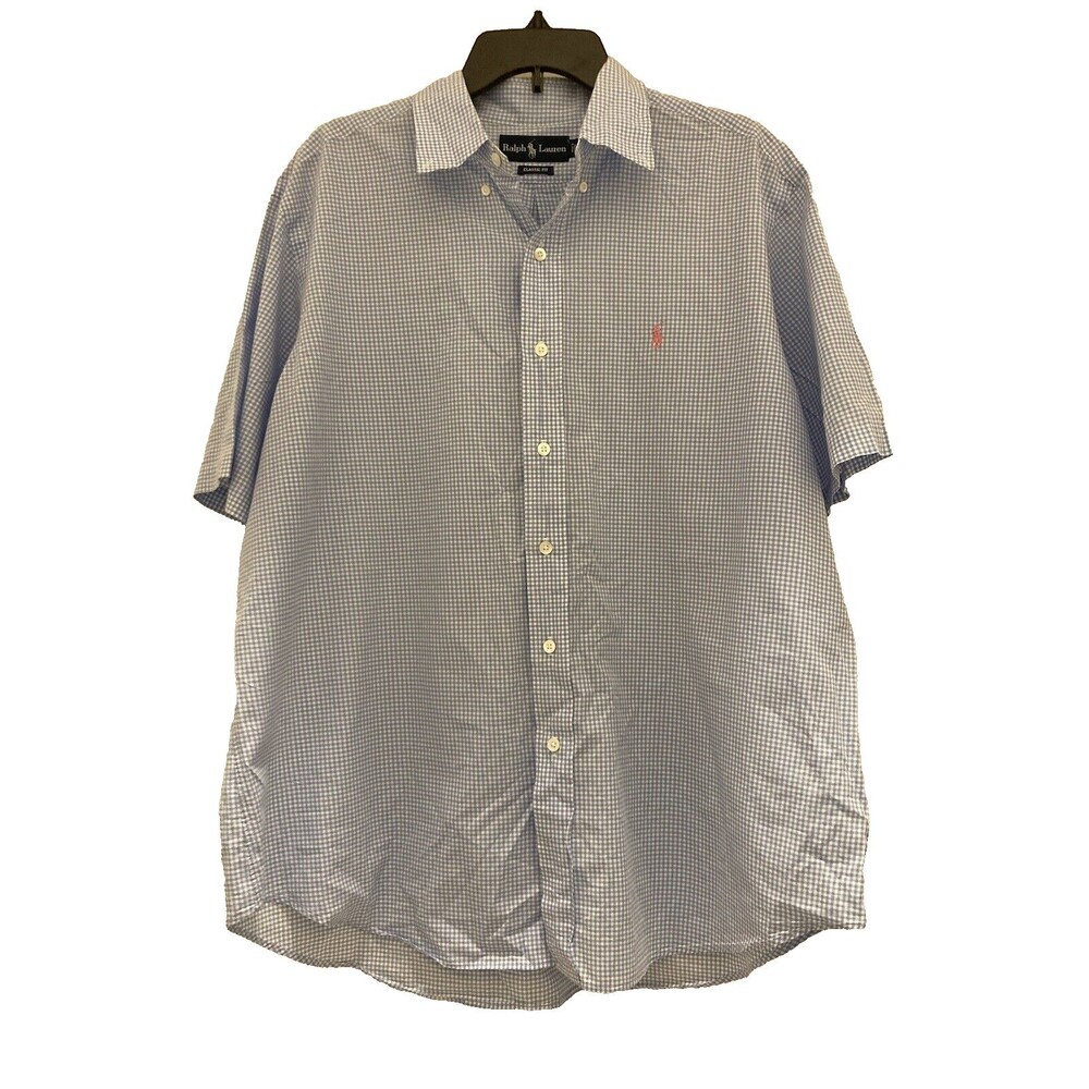 RALPH LAUREN Classic Fit Men's XL Plaid Short Sleeve Shirt Button Down